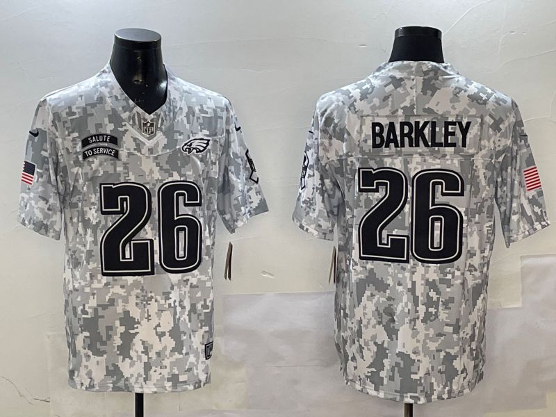 Men Philadelphia Eagles #26 Barkley Camo Nike 2025 Salute to Service Limited NFL Jersey style 6